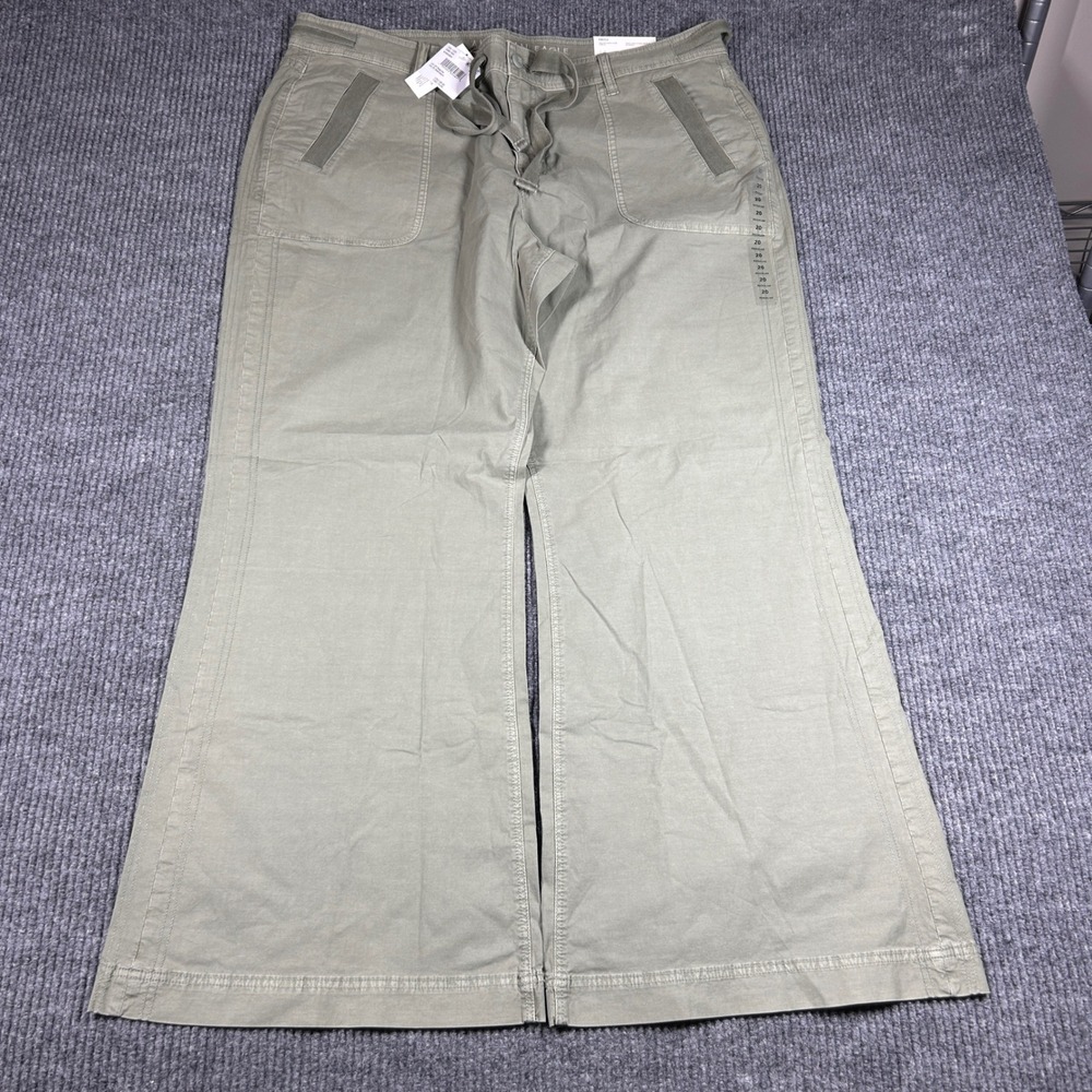 American Eagle Pants Womens 20 Low Rise Baggy Flare Stretch Green Regular NWT